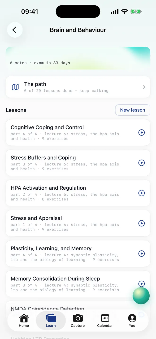 A module's Learn screen: the Path and its lessons